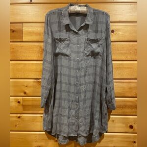 Eileen Fisher Large Gray Silk Shirtdress Tunic